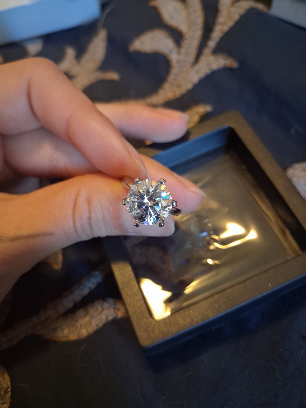 5 Carat Round Cut Silver Solitaire Ring